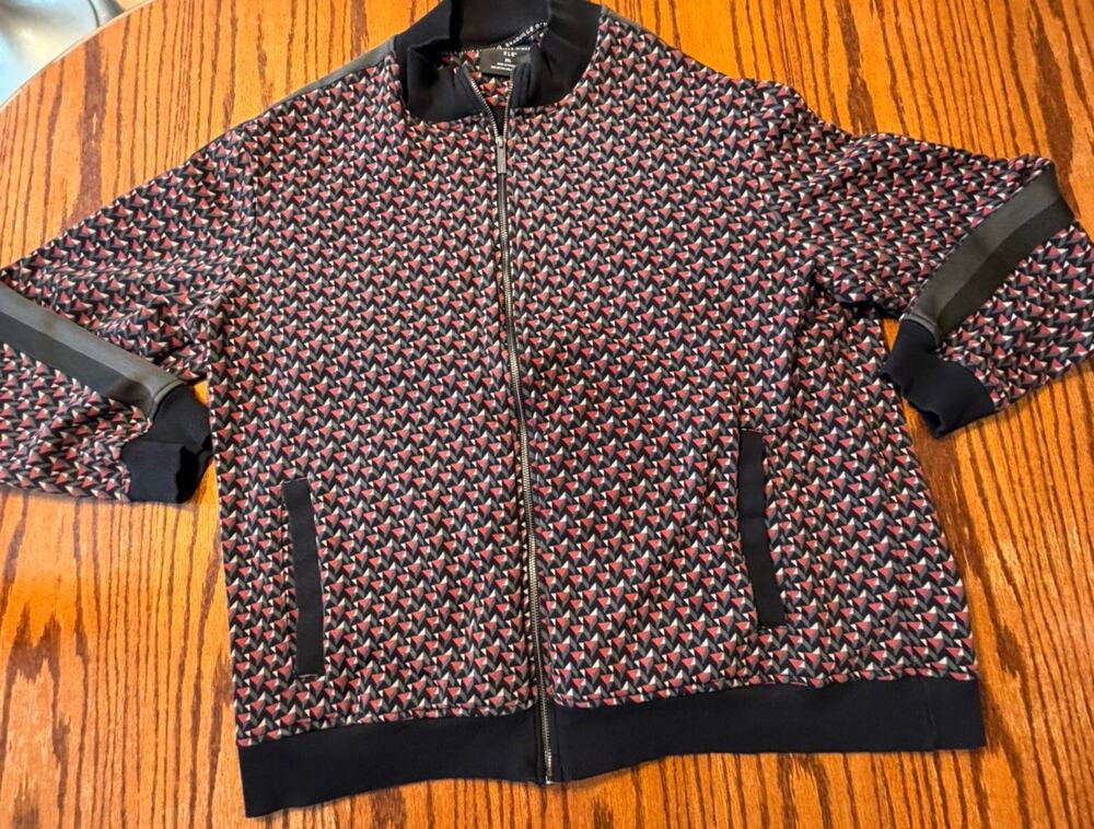 Shaquille O'Neal XLG Mens 2XL Full Zip Cotton Blend Geometric Patterned Jacket